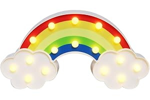 GUOCHENG Lovely Rainbow Shaped Marquee Decor Light LED Night Light Battery Operated Table Lamps on Wall for Party Children Kids Bedroom Lighting Decoration Birthday for Kids