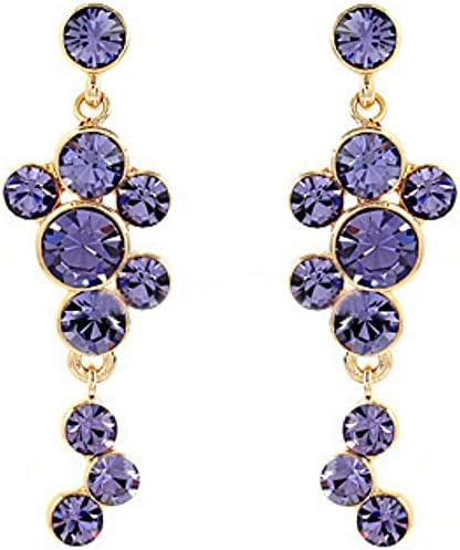 The Goldmine purble tanzanite cubic zirconia long dangly stud earrings with rose gold finish