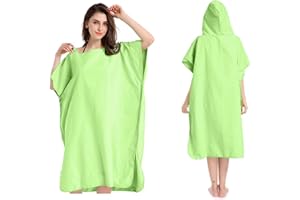 SOKEY Changing Robe Hooded Towel Poncho For Beach Bath Swimming Wetsuit Surf Quick Dry Microfiber Towels For Adults Teenagers(Green)