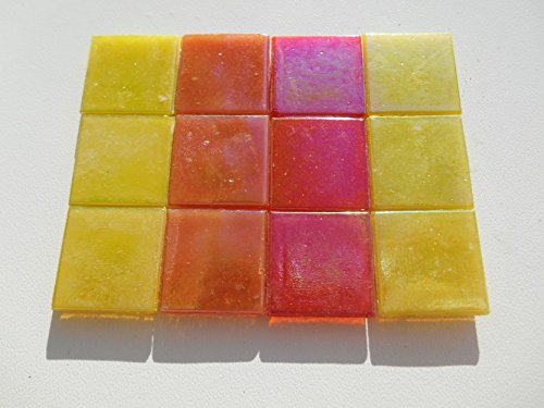 Mosaiksteine im sonnigen Mix 1000g Gelb Orange Rot irisierend lose Mosaik Steine zum Basteln - 3