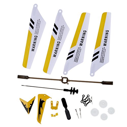 Xiton Parti di Ricambio Set Completo per l'elicottero di Syma S107 / S107G RC, Lame Principali, Decorazioni di Coda, Lama Coda, Balance Bar, Connetti Buckle, Inner Shaft. Set Giallo