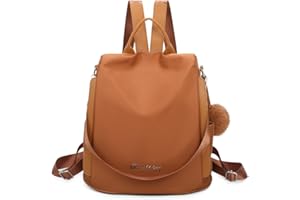OLIVIA WONG Mochila antirrobo Impermeable para mujer (13L)| Mochila Convertible en bolso con pompom y Asa desmontable de adorno