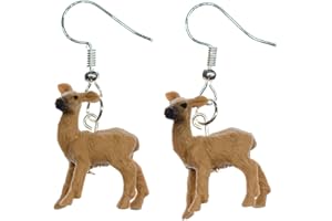 Miniblings Reh Ohrringe Hänger Waldtier Tiere Rehe Rehkitz Hirsch Damwild Gummi - Handmade Modeschmuck I Ohrhänger Ohrschmuck versilbert