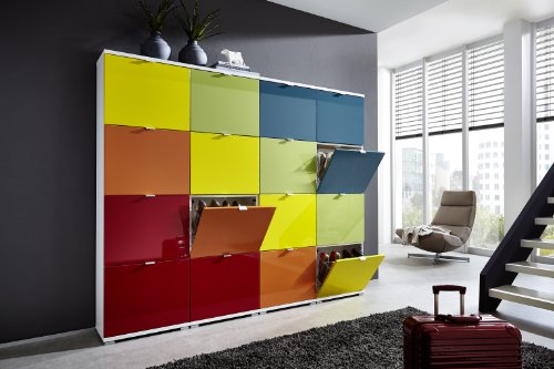 Germania 3262-84 Schuhschrank (Korpus) mit 4 Metallschuhkörben Colorado in Weiß, 53 x 174 x 30 cm (BxHxT) - 4