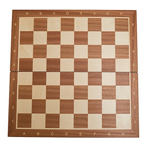 Preisvergleich Produktbild Schachbrett 'Brüssel' (FG 58), Intarsienarbeit, Turniergröße, mit Randbeschriftung, klappbar, Holz