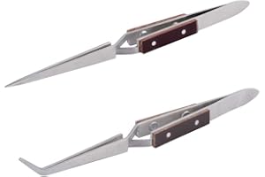 WANDIC Präzisionspinzetten-Set, 2 Stück Holzgriff-Pinzetten, Edelstahl, hitzebeständig, säurebeständig, multifunktionales Handwerkzeug-Set