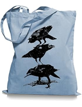 Ma2ca® Crows Krähen - Jutebeutel Stoffbeutel Tragetasche / Bag WM101