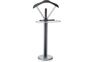 IDIMEX Valet de Chambre Fabio chevalet de Nuit Portant pour vêtements, Structure en métal laqué Couleur Aluminium et Finition en MDF Couleur wengé