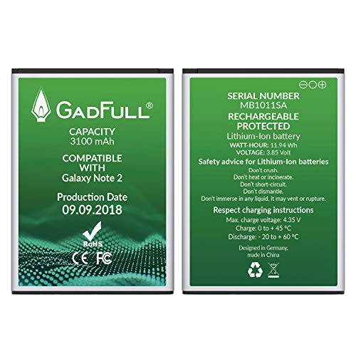 GadFull Batterie pour Samsung Galaxy Note 2 Date de Production est 2018 correspond d origine EB595675LU du mod le GT-N7100 GT-N7105 Parfait comme batterie de remplacement reviews GadFull Batterie pour Samsung Galaxy Note 2 Date de Production est 2018 correspond d origine EB595675LU du mod le GT-N7100 GT-N7105 Parfait comme batterie de remplacement