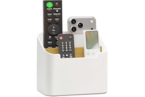 PAVSTINE Fernbedienung Halterung, Fernbedienungshalter Große mit Fächern, Schreibtisch Organizer für TV-Receiver, DVD, 4K Stick und Bluray Fernbedienungen, Aufbewahrung Fernbedienung für Stifte, Weiß