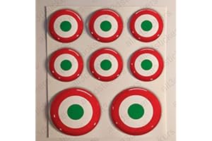 All3DStickers Adesivi Italia Coccarda Resinati 3D Tondo Bandiera Aeronautica Militare