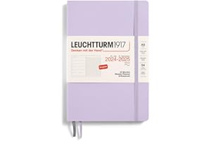 LEUCHTTURM1917 370809 kalendarz tygodniowy i notatnik Medium (A5) 2025, 18 miesięcy (07.2024-12.2025), miękka okładka, fioletowy, angielski