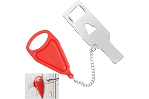 Portable Door Lock, Hillylolly Travel Door Lock, Door Lock Without Drilling, Portable Security Door Lock, with Storage Bag, Additional Safety and Privacy, for Home/Hotel/Apartment/School, Red