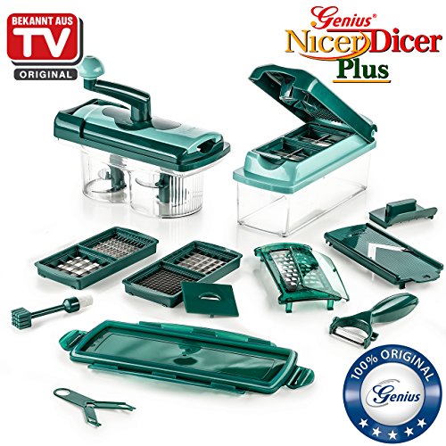Genius Nicer Dicer Plus | inkl. Nicer Twist | 21 Teile | Obst- und Gemüseschneider | NEU