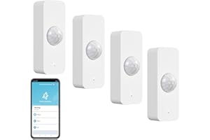 ZECAMIN Détecteur de Mouvement, Détecteur de Mouvement Smart pour la sécurité de la Maison, Moniteur à Distance de détecteur de Mouvement sans Fil,Compatible Les Commandes vocales Alexa.ZigBee Hub requis.4PCS