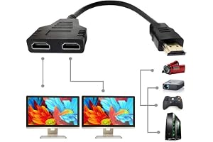 Comioke Dubbel HDMI-kontaktadapter Hankontakt till Dubbel Hona 1 till 2-vägs HDMI-kabeladapter Separatörkabel Delare för LED