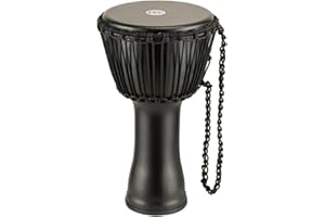 Meinl Percussion Rope Travel Djembe - Medium Sized Handdrum - With Goat Head - Diameter 10 Inches - Plastic, Black (PADJ4-M-G)