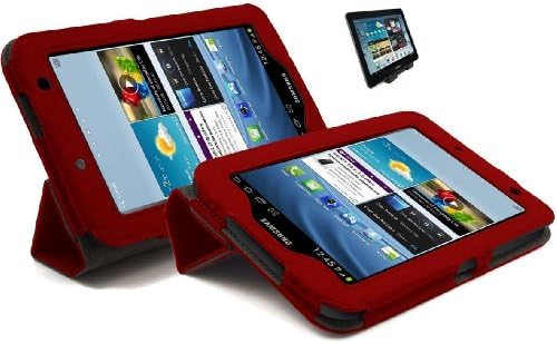 LuvTab Samsung Galaxy Tab 2 GT-P3110 / GT-P3113 (7 inch tablet) Photo Frame Pack- Genius Multifunctional / Multi Angle Luxury Executive Stand Case with Tablet Stand - Fits all versions / models (RED)