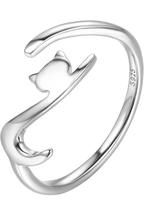 Anello Regolabile Donna Anello Gatto In Argento 925 Regolabile Per