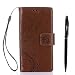 Produktbild Samsung Galaxy A5 ( 2015 ) Hülle, Samsung Galaxy A5 ( 2015 ) Schutzhülle, Alfort 3 in 1 Lederhülle Fashion Design Premium PU Leder Hohe Qualität Tasche Case Cover Kasten Abdeckung Wallet für Samsung Galaxy A5 ( 2015 ) 5.0" Smartphone Funktion Standfunktion Unterstützte Telefone und Magnetverschluss mit Schmetterling ( Dunkelbraun ) + Alfort Schwarz Stylus Pen