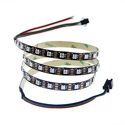 ALITOVE 3.2ft WS2812B 5050 RGB LED Strip 1M 60 SMD Individual Addressable Full Color Flexible Pixel Rope Light Non Waterproof 5V Black PCB