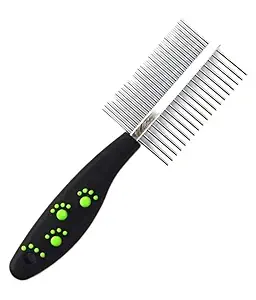 Hachiko Double Sided Pet Comb Stainless Steel Pin with Paw Symbols for Removing Shedding Comb Basic Comb for Dog Basic Comb for Dog, Cat, Rabbit, Hamster