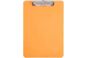 E&A DISTRIBUTION LIMITED A4 Tuff Box with Clipboard Assorted – Multi-Purpose Storage Solution Heavy Duty Clip Holds 120 Sheets Built-in Pen & Pencil Compartment Transparent Colours Wall-Mountable 9 Colours (Orange)
