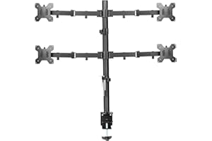 suptek Braccio per Monitor Quad per schermi da 13"-27" | Rotazione Girevole dell'inclinazione del Morsetto per Montaggio su Monitor (Asta 80cm) MD6884