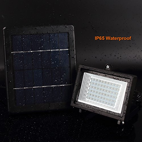 Meikee 60 LED Solarleuchten Outdoor Security Flutlicht, 300 Lumen, wasserfest IP65, Tageslichtweiß 6000 K, auto-induction, Solar Flutlicht Licht für Rasen, Garten, Pool, etc. [Energieeffizienzklasse A +] - 5