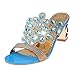 Produktbild feiXIANG Hausschuhe für Damen mit Absatz, Bequem Mode Strand Sandalen Sommer Strass Blockabsatz Badeschuhe (B/Himmelblau,41CN=40EU)