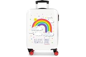 MOVOM Enso Arcoiris Always Smile Valise Trolley Cabine Blanc 38x55x20 cms Rigide ABS Serrure à combinaison 35L 2,3Kgs 4 roues Bagage à main