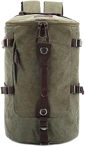 Ushang Vintage Canvas Barrel Backpack Travel Duffel Bag Rucksack Camping Bag, Army Green