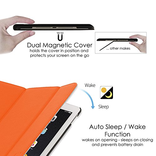 Forefront Cases® Apple iPad Air 1st Gen A1474 Leder Hülle Schutzhülle Tasche Smart Case Cover Stand – Rundum-Geräteschutz und intelligente Auto Schlaf / Wach Funktion - 6