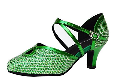 MGM-JoymodWomen's Cross Strap Glitter Synthetic Closed Toe Ballroom Latin Modern Dance Shoes