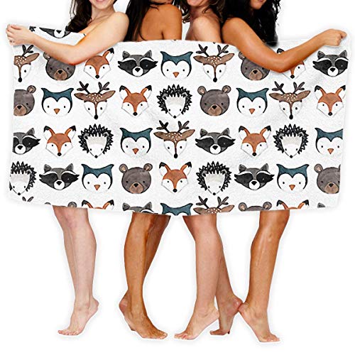 LALOPEZ Microfiber Travel Sport Beach Bath Towels Woodland Animals Bear Deer Fox Soft Shower Towel Bath Swimming Travel Ski Blanket Towels 31.5"x51.2"/80x130cm