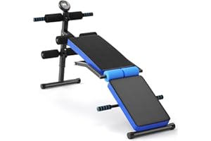 GYMAX Adjustable Weight Bench, Folding Strength Training Benches with LCD Monitor, Home Gym Office Workout Fitness Sit Up Board