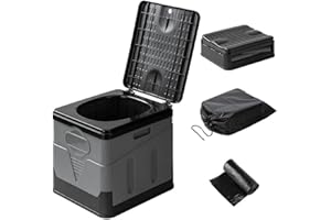 ZAYMDO Camping Toilet, Outdoor Folding Supports 150kg Portable Toilet, Fishing Toilet, Campervan Toilet for Traveling, Emergency, Camping, Traffic, Fishing