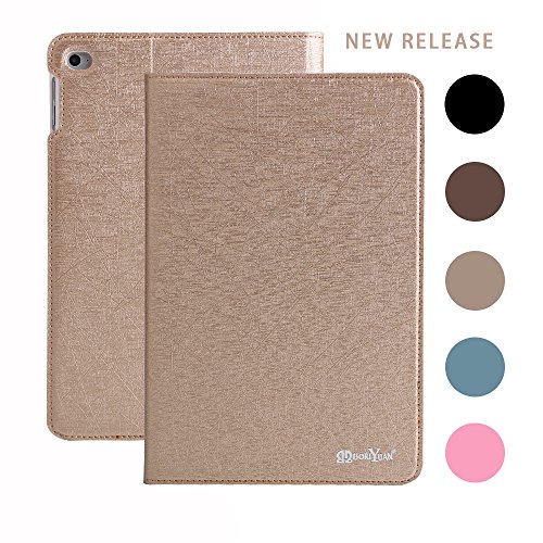 BORIYUAN Apple Ipad Mini 4 Ultra dünn Smart Case Cover Leder Schutzhülle Etui Tasche für das neue iPad mini4, Unterstützt Auto Sleep Wake up, Ipad Mini 4 Displayschutzfolie Reinigungstuch Stift inklusive (Gold)