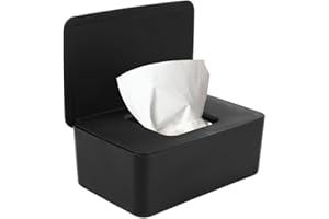 ELITECRAN Toilet Wet Wipes Storage Box Small, Tissue Dispenser with Lid Toilet, Baby Wipes Dispenser Toilet Dry Wet Case, Seal Reusable Dustproof Tissue Dispenser Container for Car Office Home Black