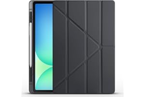 Kilifplus Samsung Galaxy Tab S10 Fe Plus / 13.1" inç ile Uyumlu Kılıf Tri Folding Silikon Kalem Bölmeli Katlanabilir Standlı PU Deri Yumuşak Kapak, Tablet Kılıfı [Akıllı Kapak, Uyku Modlu] - Siyah