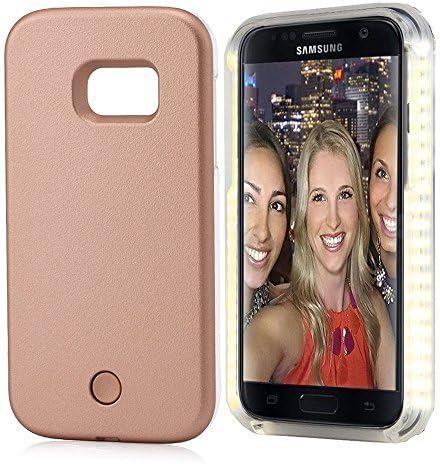 "Mals" LED Light Up Luminous Selfie Cell Phone Case Illuminated Back Cover for Samsung S7 Edge (Rose Gold)