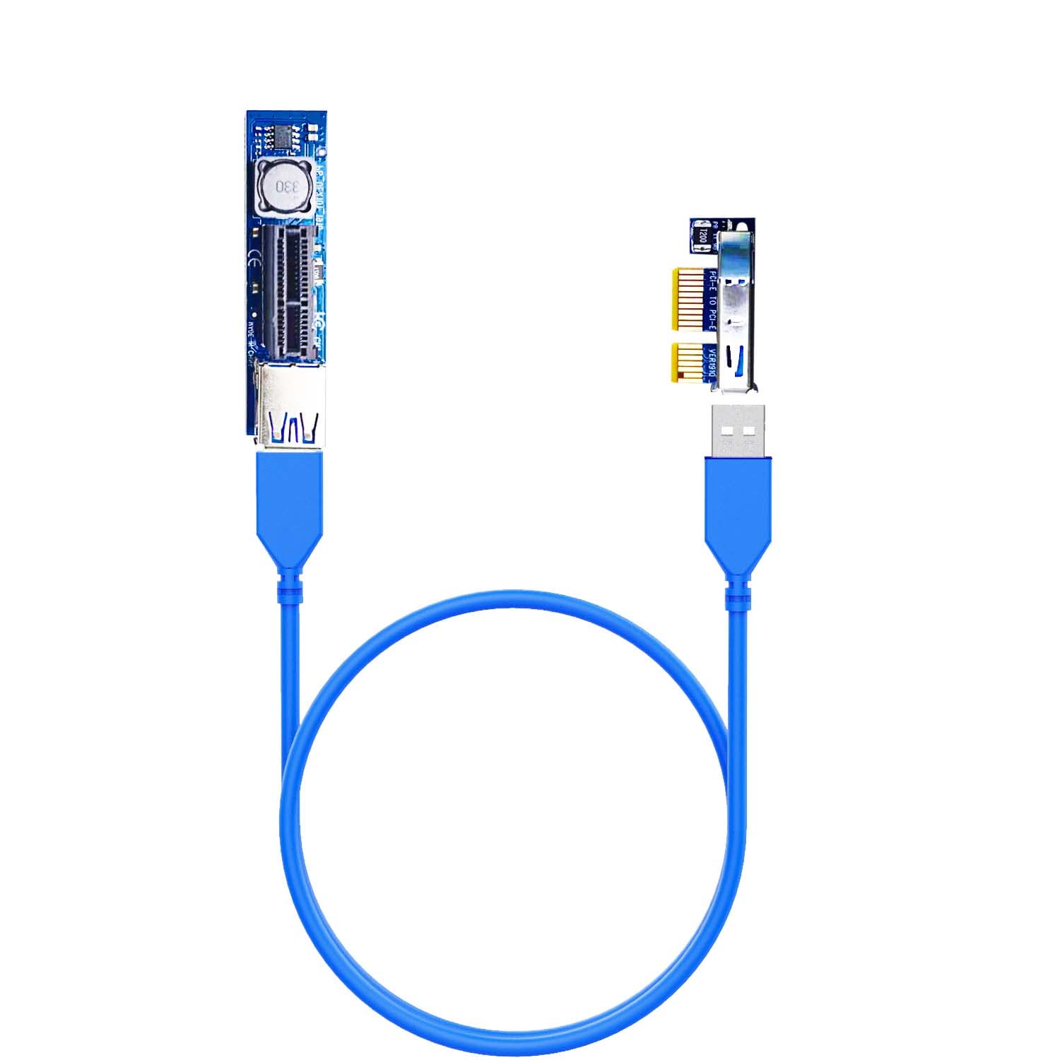 GLOTRENDS UEX101 600mm PCIe 3.0 X1 Riser Cable for PCIe WiFi Card, M.2 PCIe Card, Firewire Card, USB PCIe Card, Sound Card, etc