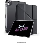 iPad Air 13 in&ccedil; 2025 M3 &Ccedil;ip ile Uyumlu Kalem B&ouml;lmeli Standlı Akıllı Fuchsia Trifolding Tablet Kılıfı