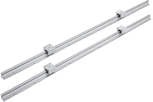 Happybuy Miniature Rail Linéaire Guide SBR12 1000mm, Rail linéaire + 4 x blocs SBR12UU, Rails Linéaires CNC, pour le routeur CNC/Rectifieuse CNC/l'impression de machines industrielles/la table X-Y