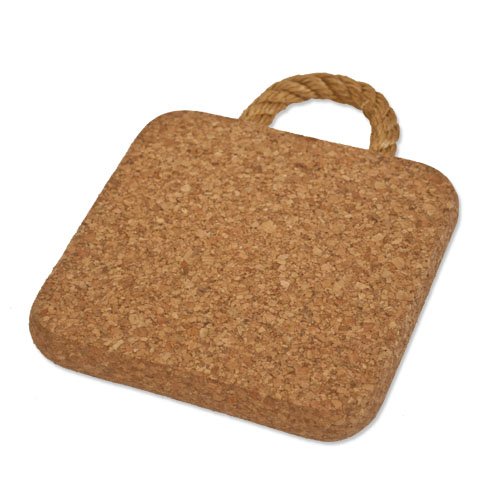 Topfuntersetzer Untersetzer aus Kork mit Seilgriff (15 x 15 x 2 cm)