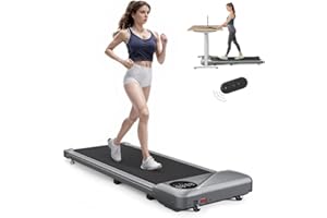 THERUN Schreibtisch Walking Pad mit Leise 2,5 PS-Motor, 2 in 1 Kleines Laufband mit Fernbedienung und LED-Panel für Zuhause und Büro