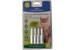 Francodex - 4 Pipettes Insectifuges pour Chats Plus de 2 kg Formule renforcée