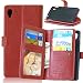 Produktbild JDDRCASE Handy Zubehör Hüllen, Solid Color Premium-PU-Leder-Mappen-Magnetic Buckle Design-Flip Folio Case Schutzhülle Einbau-9-Karten-Slots und Ständer für Sony Xperia M4 Aqua (Farbe : Braun)