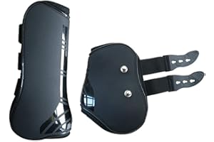 WINNG Ghette Cavallo 4 Pezzi Equitazione Shock Shock Show Protezione delle Gambe Salto Equitazione Sport Tendine E Set di Stivali con Lucchetto,Black-M