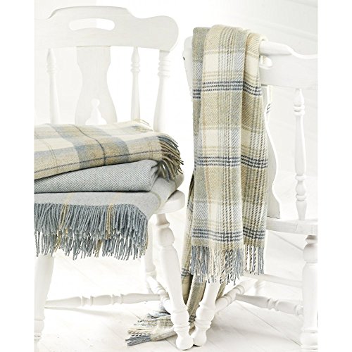 Bronte Variegated herringbone aqua shetland pure new wool throw 140cm x 185cm